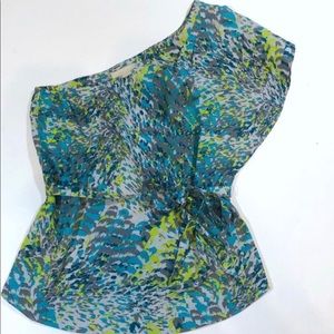 Banana Republic One Shoulder Ruffle Sleeve Blouse